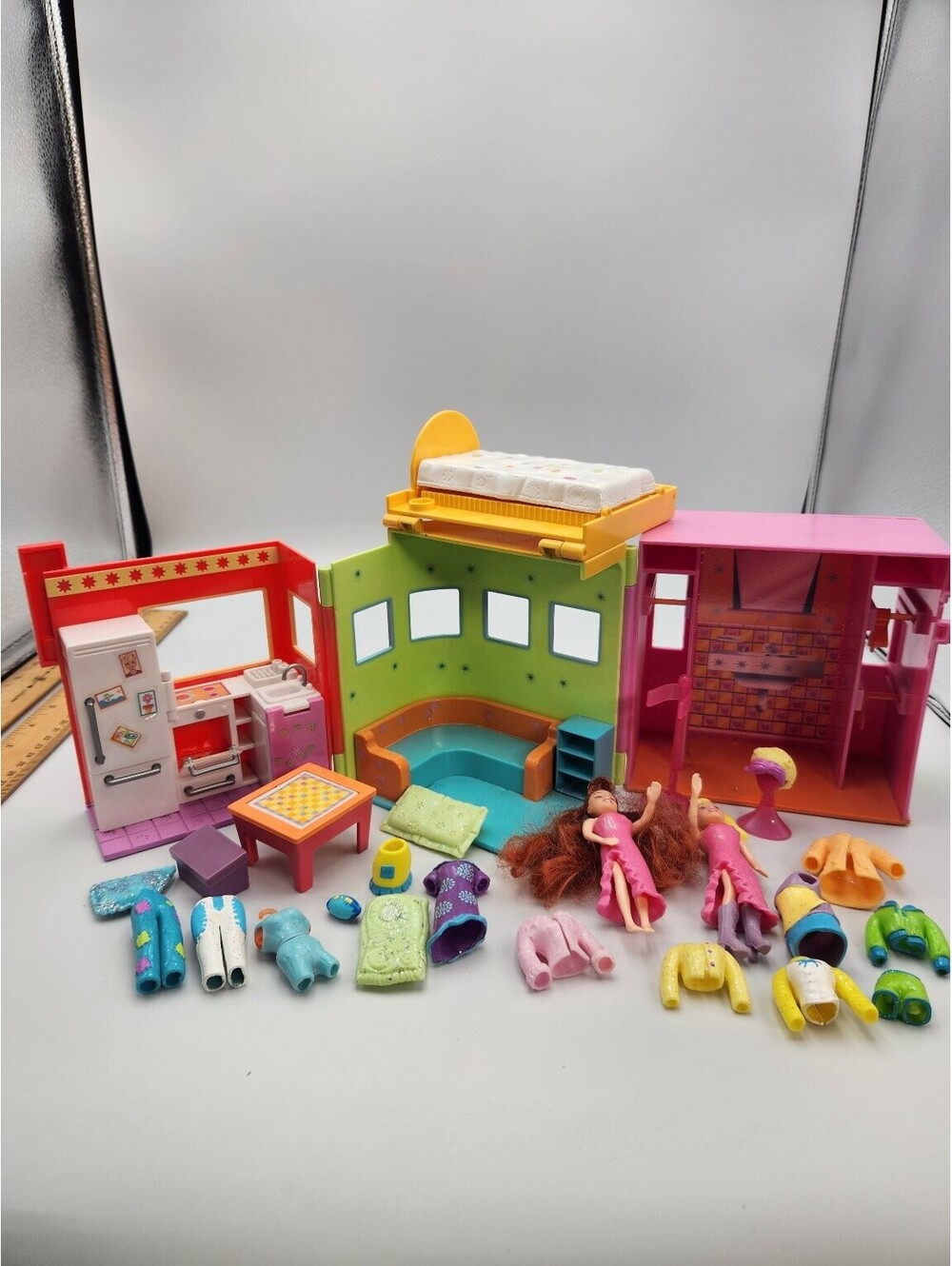 Vintage 2002 Polly Pocket Sparkle Style House Playset 55584 Incomplete R5